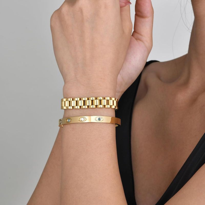 Enkle armbånd i ensfarvet titaniumstål i løs vægt_voghion.com