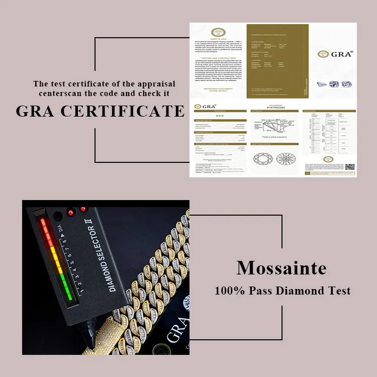 necs designer jewelry chains for 15mm bracelet men sier link chain pass diamond tester GRA VVS moissanite cuban_voghion.com