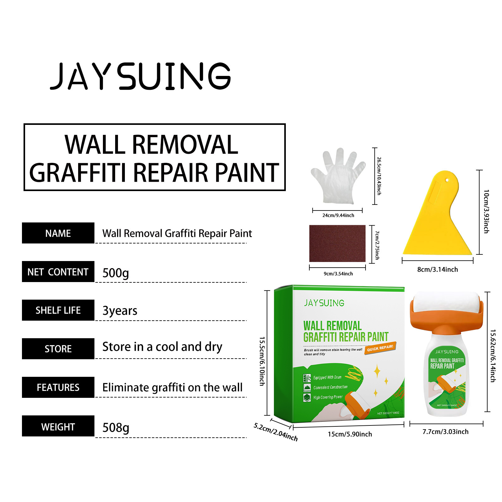JAYSUING Wall Removal Graffiti Repair Paint, Wall Graffiti Stain Cover Repair Home Self-Painted Wall Paint_voghion.com