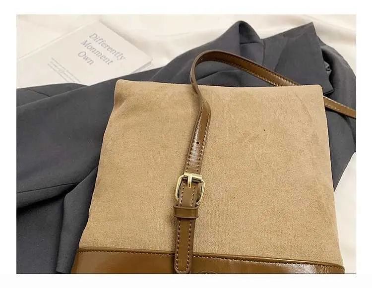 Stylish Women's Suede Patchwork Crossbody Shoulder Handbag Set_voghion.com