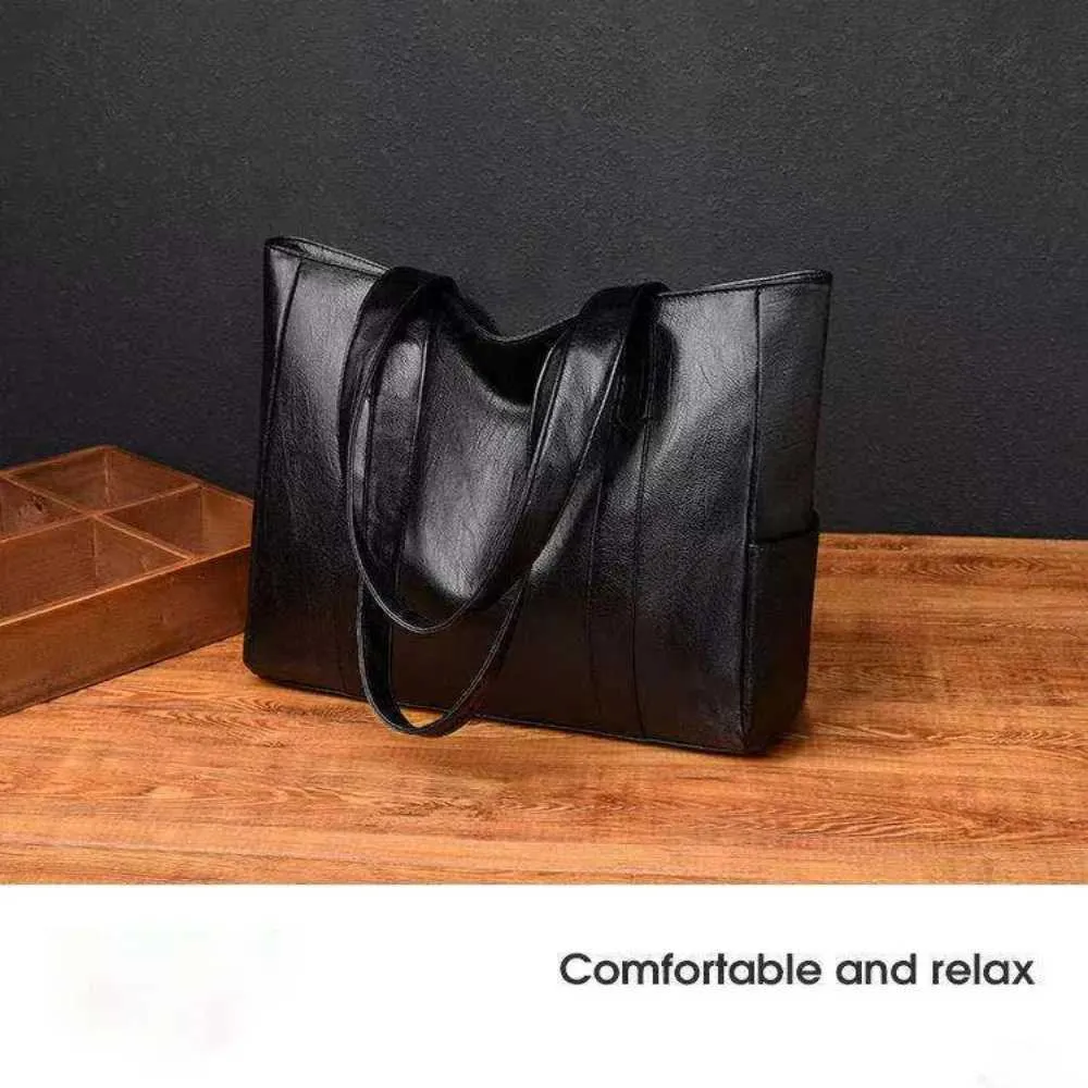 Large Women's Leather Tote Shoulder Bag Set - Stylish Handbag_voghion.com