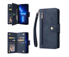 Flip-Kartenetui mit Reißverschluss für iPhone 12 Pro Max – Marineblau_voghion.com