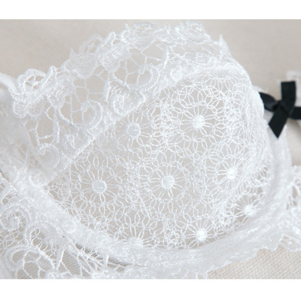 Set sexy ultra-sottile trasparente semi coppa reggiseno in pizzo piccolo petto raccolto anti cedimento reggiseno di grandi dimensioni_voghion.com