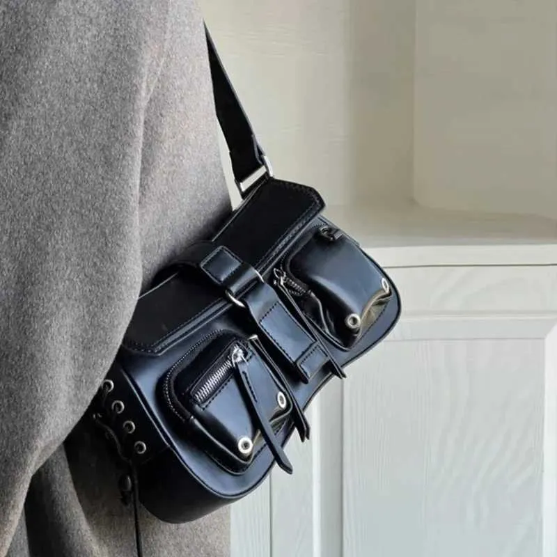 Y2K Femmes Coréennes Haruku Vintage Gothique Noir Sac À Main Esthétique Élégant Punk Portefeuille Sac À Main Sacs À Main Épaule Tendance_voghion.com