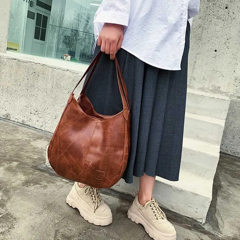 Women Vintage Shoulder Bag Designers PU Leather Handbags Female Top-handle Hobo Bags Fashion Brand Large Capacity_voghion.com