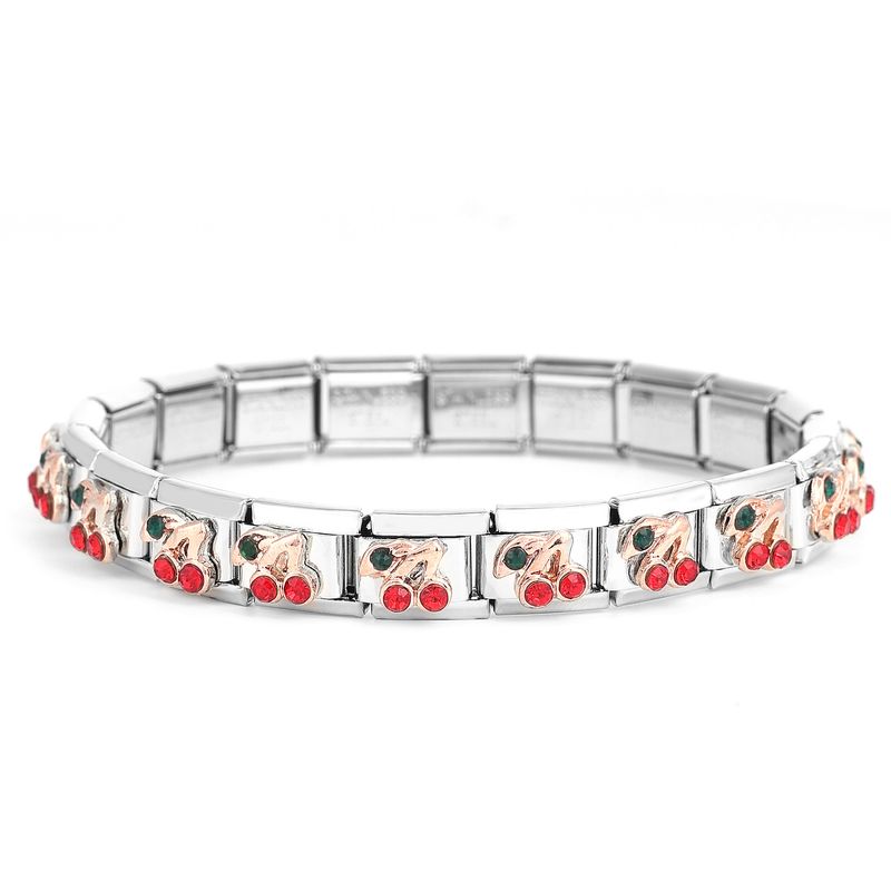Pulsera DIY con corona de perlas de gallo arcoíris, módulo universal de acero inoxidable de 9 mm, estilo nórdico italiano_voghion.com