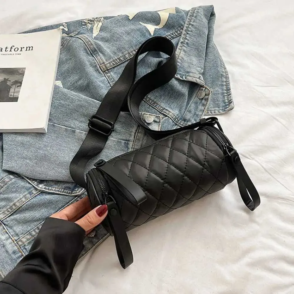 Borsa a secchiello stile coreano con tracolla singola, stile casual, in stile Cyder Oxford con cerniera e cuscino, per ragazze C241214_voghion.com