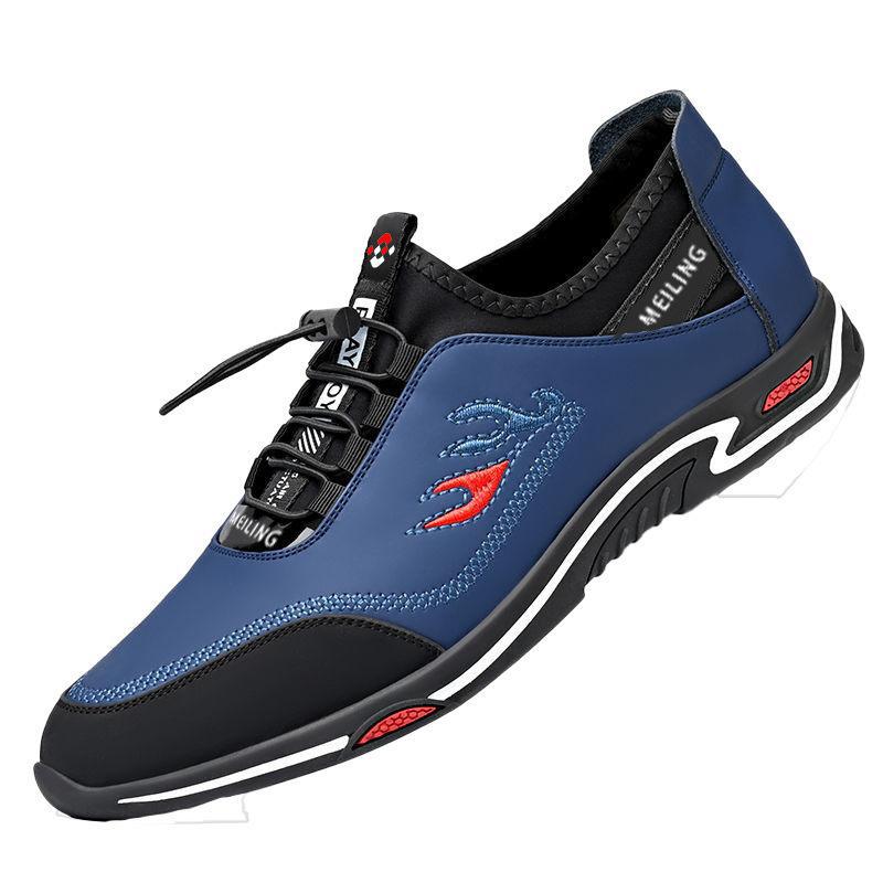 Kleine neue Herbst 2022 lässige Leder atmungsaktive und trendige Schuhe, Schnürschuhe mit flachem Mund für Männer_voghion.com