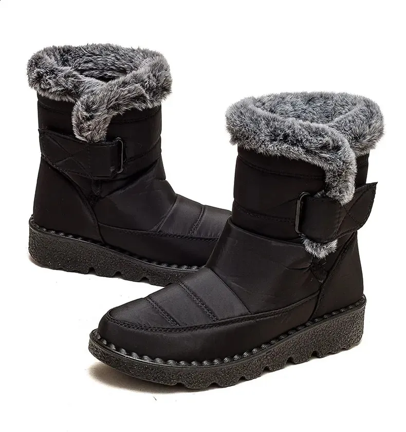 Women Fur For Woman Ankle Winter Botas Mujer Trend Low Heels Snow Boots Platform Shoes Female 240830_voghion.com