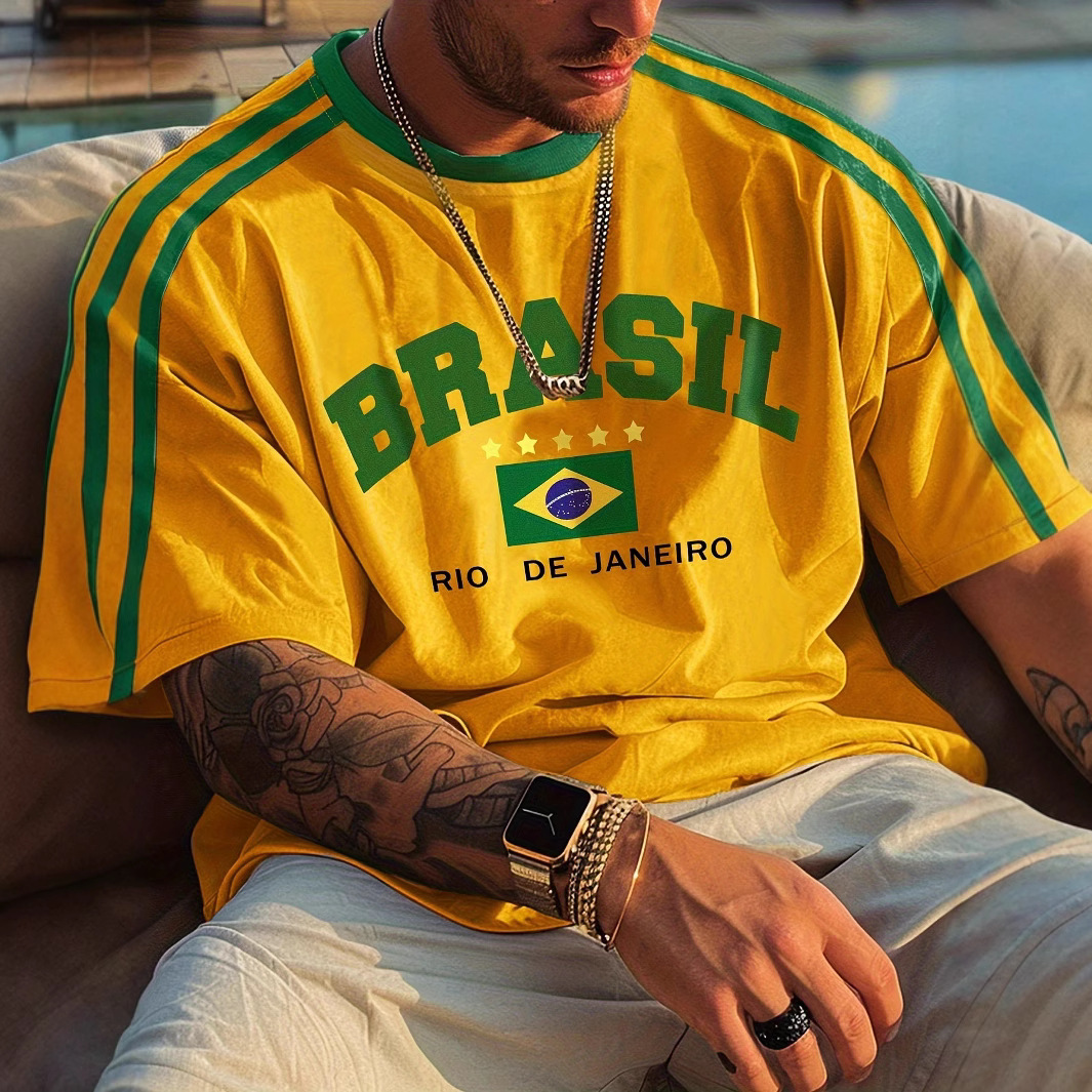 T-shirt de l'équipe nationale de football du Brésil, imprimé en 3D, unisexe, mode rétro, grande taille, offre spéciale, 2024