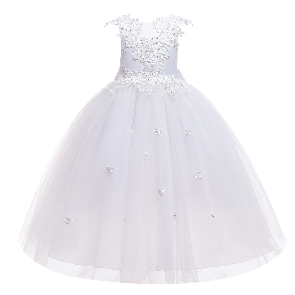 Petite robe Tutu à fleurs pour fille, fête d'anniversaire, communion, perlée, nouvel an, noël, princesse, manches volantes, 2024_voghion.com