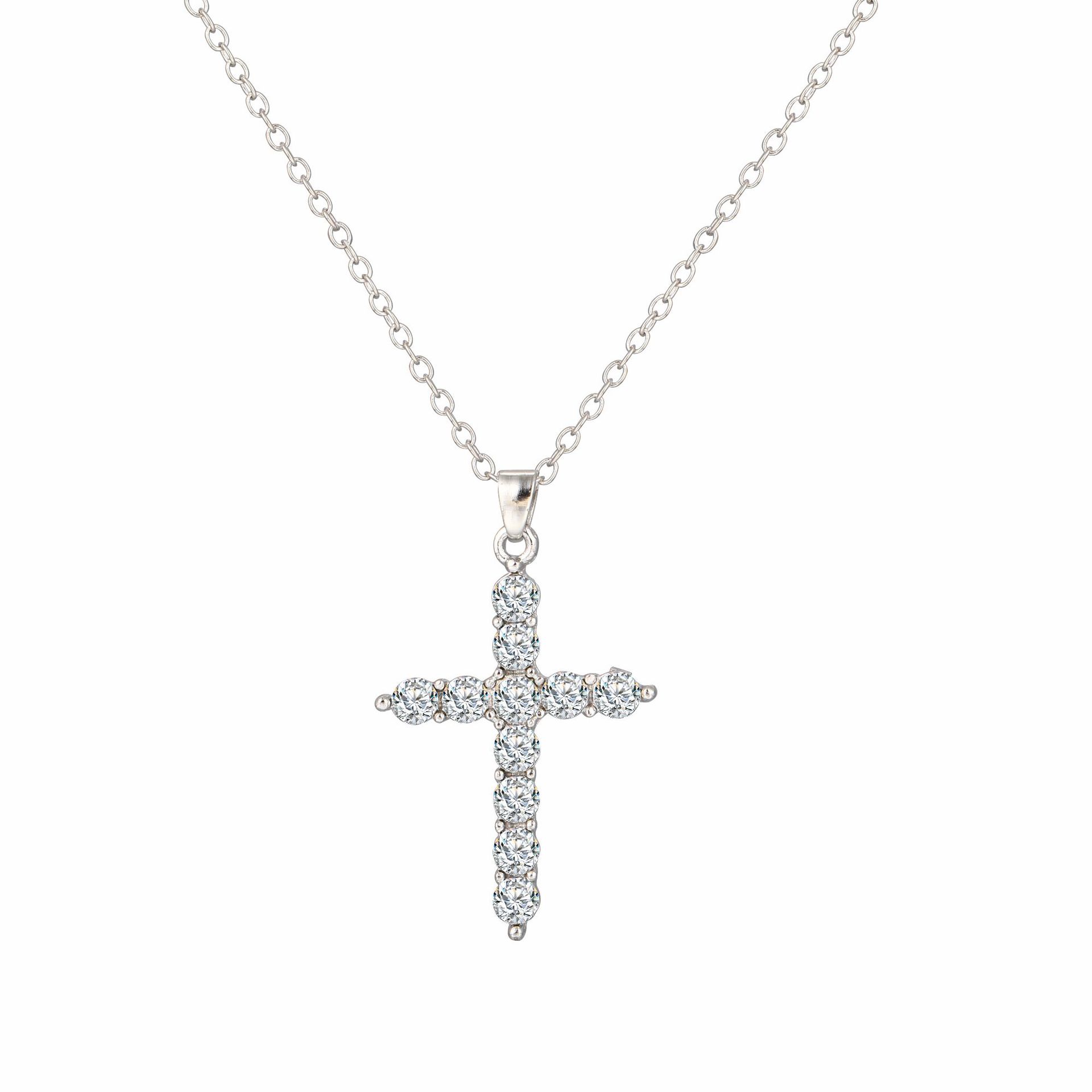 hot diamond cross pendant necklace creative simple fashion pendant clavicle chain