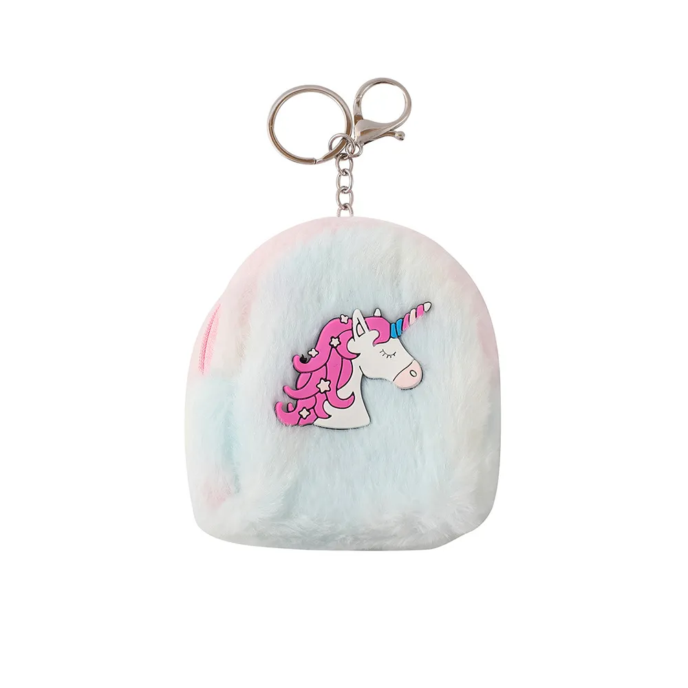Cartoon Eenhoorn Portemonnee Headset Sleutels Opbergruimte Pluche Sleutelhanger Hanger Muntenbeurs Cadeau Voor Meisjes Tas Hangend Geldbuidel_voghion.com