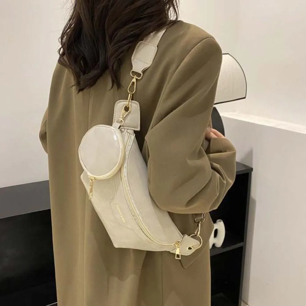 Marsupio da corsa di grande capacità, stile coreano, con portamonete e tracolla a mezzaluna, in PU, di design, per studenti_voghion.com