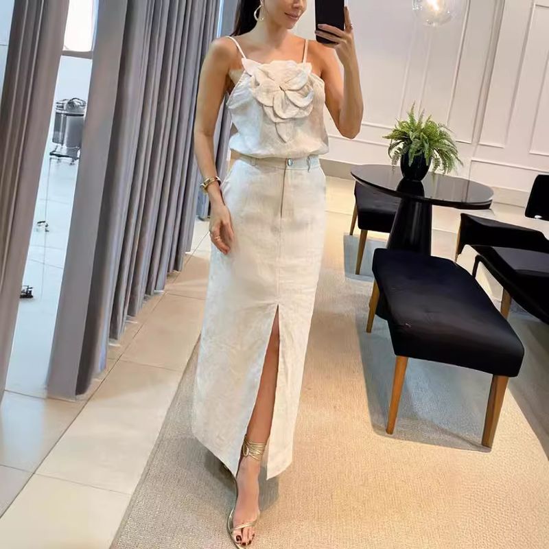 Holiday Daily Women's Streetwear Solid Color en Cotton Skirt Sets