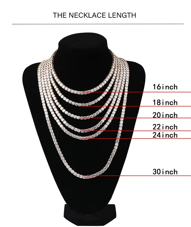 Articolo di alta qualità Hip Hop Bling Sterling Sier 3MM 4MM D Color Lab Diamond Moissanite Tennis Chain_voghion.com