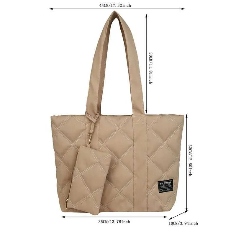 Sac à main pour femme automne/hiver mode losange espace coton costume sac à bandoulière grande capacité couleur unie tout-assorti_voghion.com
