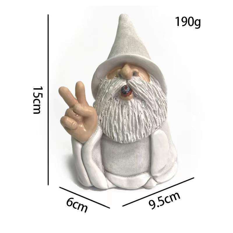 Ny ornamenthage røyking harpiks håndverk dverg sett statue hvit skjeggete gammel mann_voghion.com