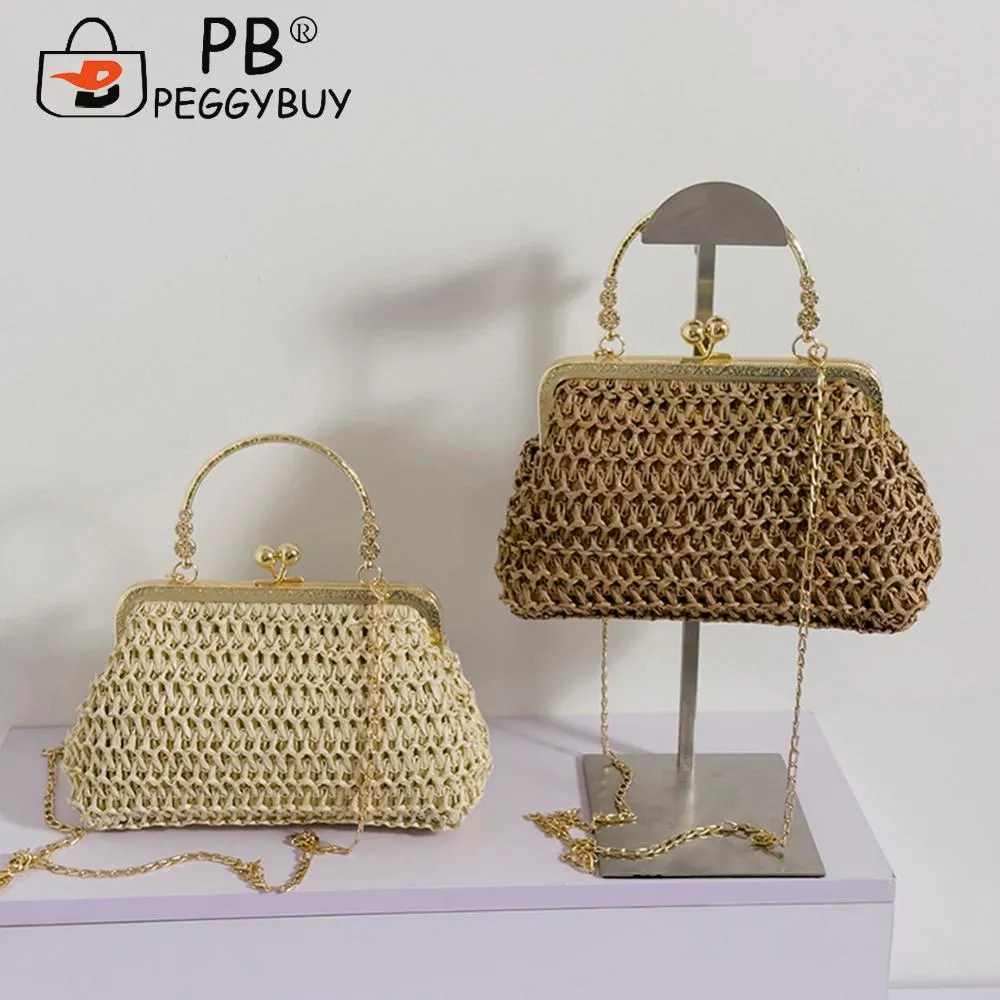 Borsa a tracolla intrecciata estiva con catena, da donna, semplice, con texture, per cena, festa, casual, elegante, alla moda, portatile, da sera_voghion.com