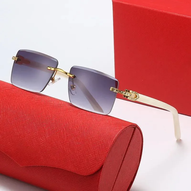 Quadratische Sonnenbrillen Brillengestelle Herren Designerbrillen für Damen Polarisierte Brillen Diamantschliff Randloser Holzrahmen_voghion.com