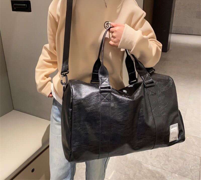 Men's Large Capacity Crossbody Leather Luggage Bag For Sports, Swimming And Fitness_voghion.com