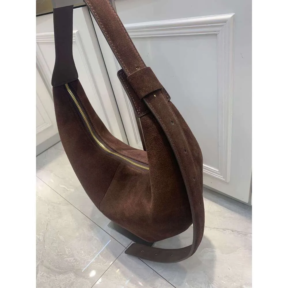 Nuova borsa a tracolla invernale elegante da donna in vera pelle scamosciata spessa, colore caffè verde_voghion.com