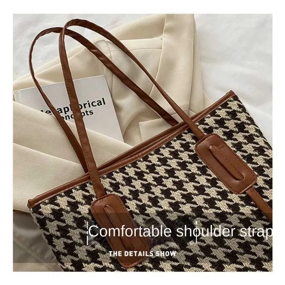 Fashionable Women's Shoulder Bag And Handbag In Houndstooth Style_voghion.com
