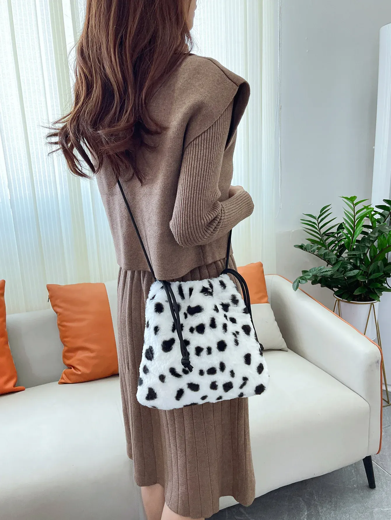 Borsa a tracolla monospalla con coulisse e motivo leopardato retrò per donna, nuova borsa a mano autunno/inverno per il tempo libero_voghion.com