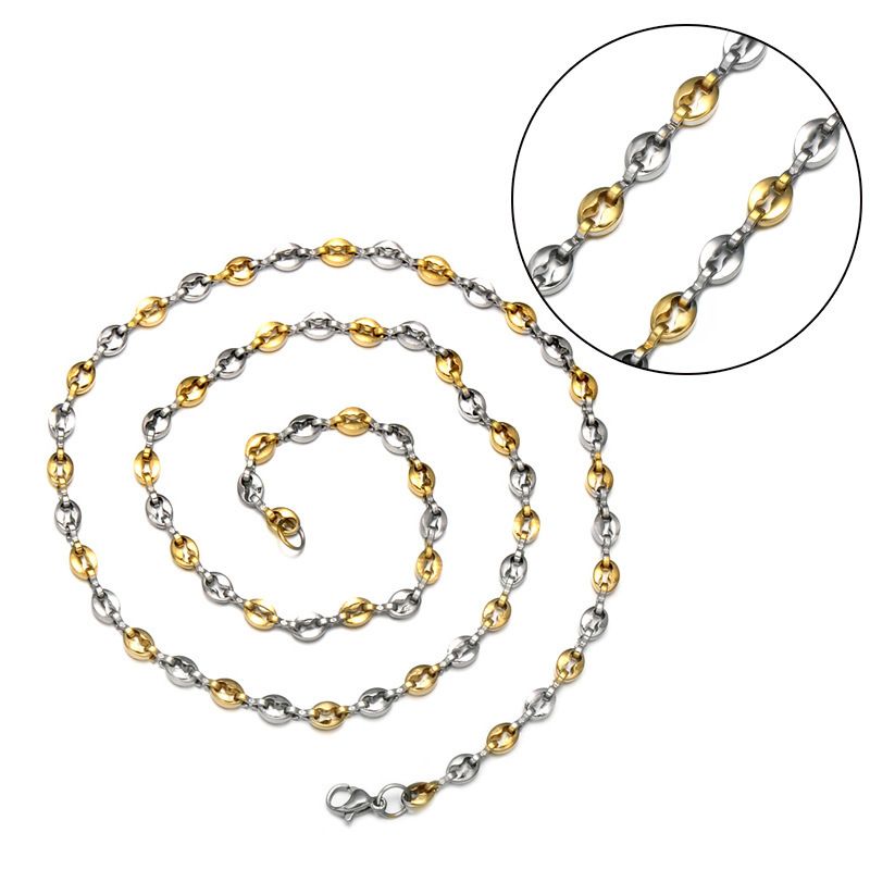Advanced Men and Women’s 316l Alloy Jewelry Coffee Bean Chain Necklace with Three Colors Available