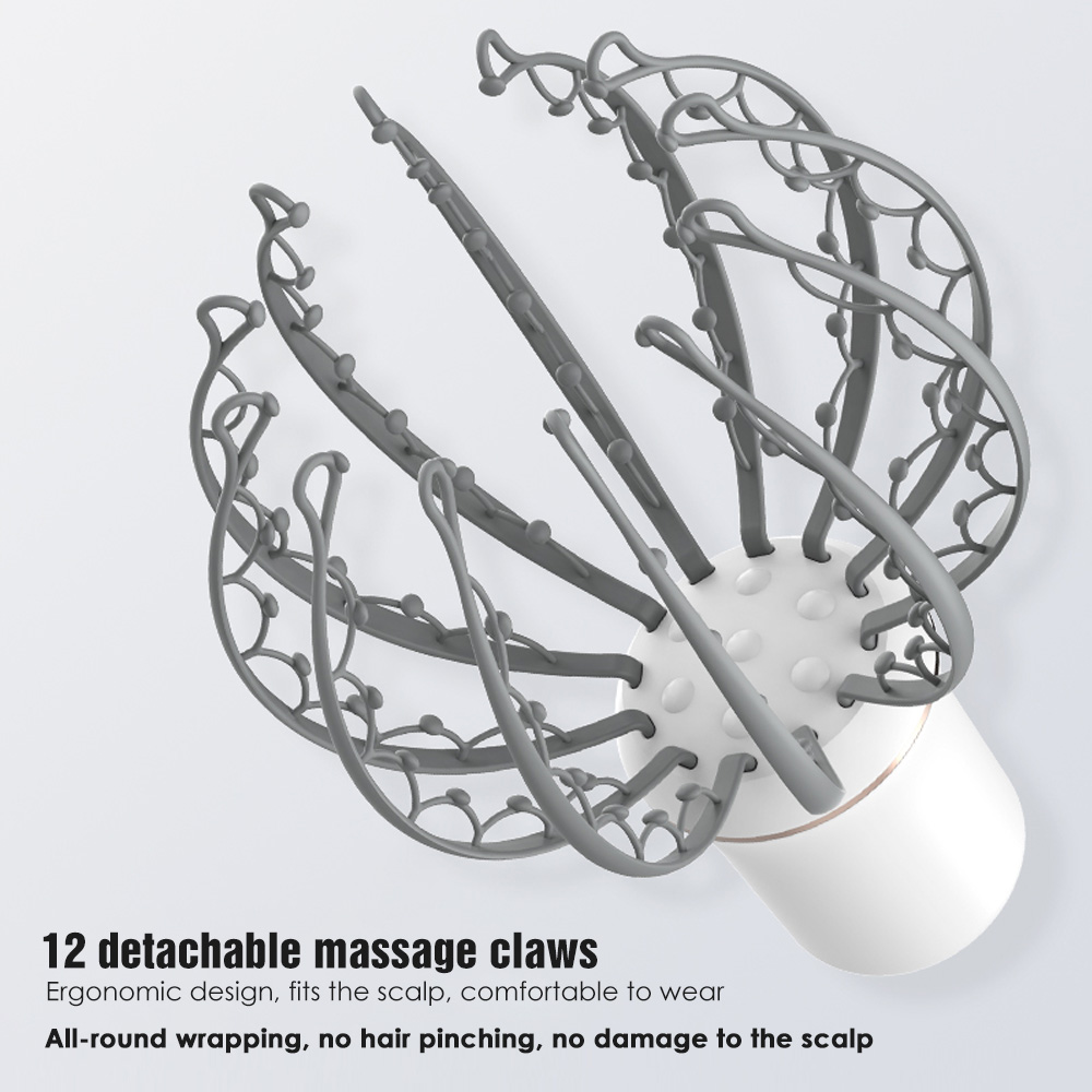 Octopus elektriskais galvas masāžas vibrācijas masāžas noņemams 12 masāžas spīles masāžas galvas ādas noguruma mazināšanai pārnēsājamā masāža_voghion.com