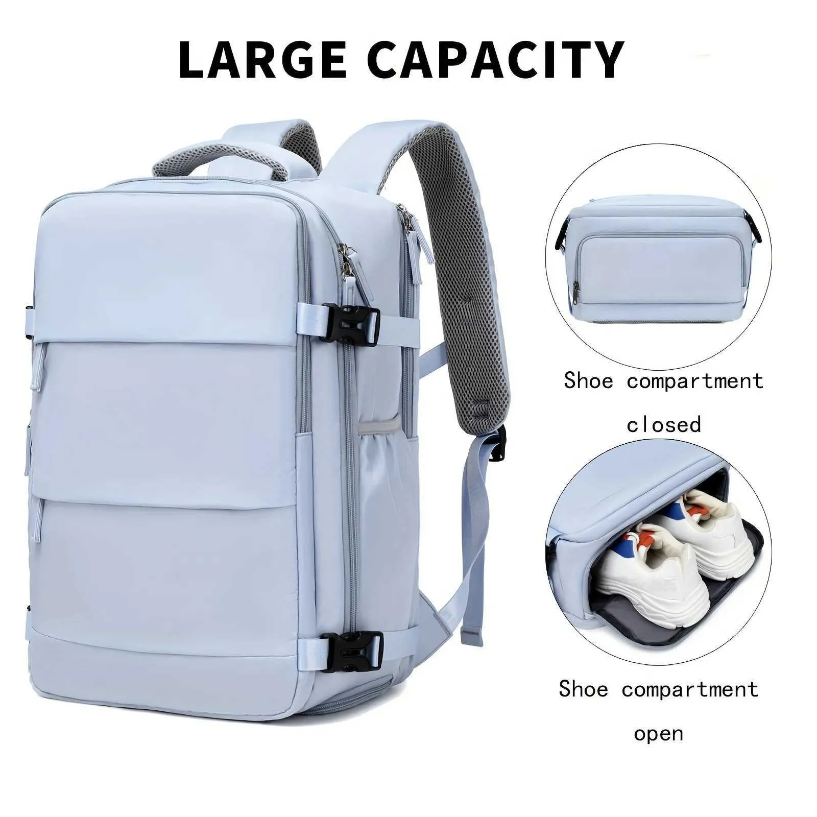 Sac à dos de grande capacité avec compartiment à chaussures en Dacron, sac à dos léger pour ordinateur portable avec port de chargement, mode voyage_voghion.com