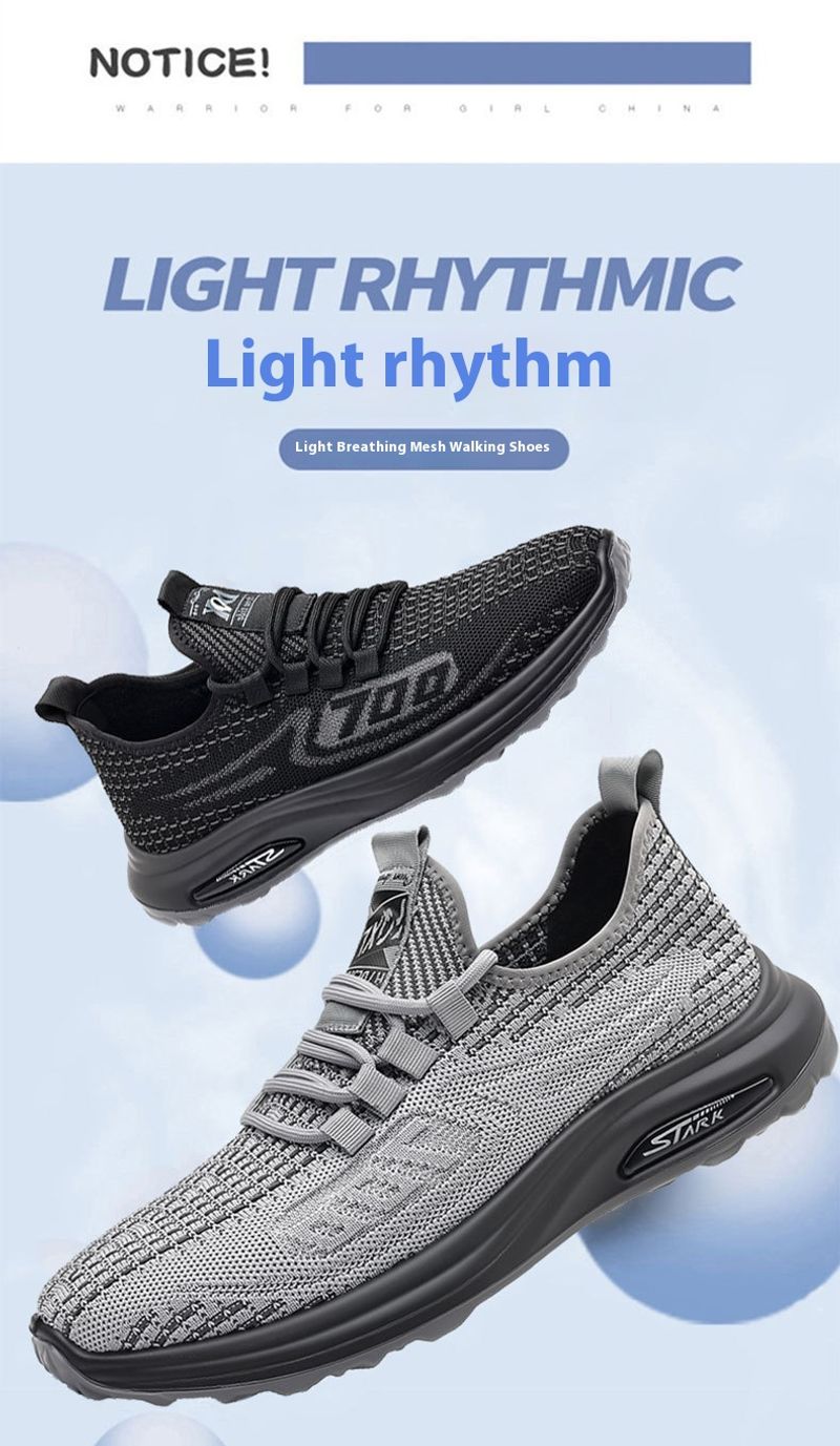 2024 Neue Sommer atmungsaktive Mesh Flyknit Laufschuhe mit weicher Sohle Trendy Sport Herren Freizeitschuhe_voghion.com