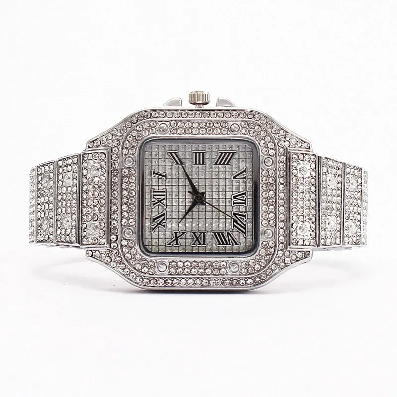 Catene Iced Out Catena Bling Miami Cuban Link Strass Orologio Collane Bracciale Donna Uomo Ciondolo Gioielli Hip Hop Choker_voghion.com