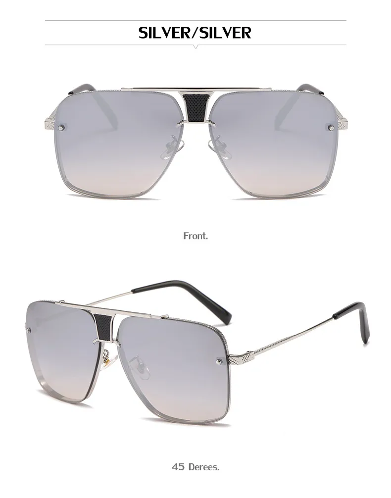 Lunettes de soleil carrées à carreaux pour hommes et femmes, design rétro, décoratives, tendance, grandes lunettes en métal_voghion.com