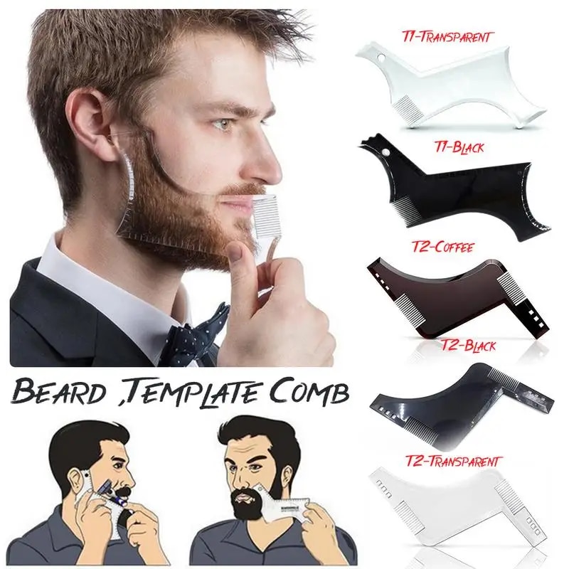 Men Beard Shaping Styling Template Comb Double Sided Man Beard Hair Trimming Shaper Brush Comb Stencil Barber Man Beauty Tool