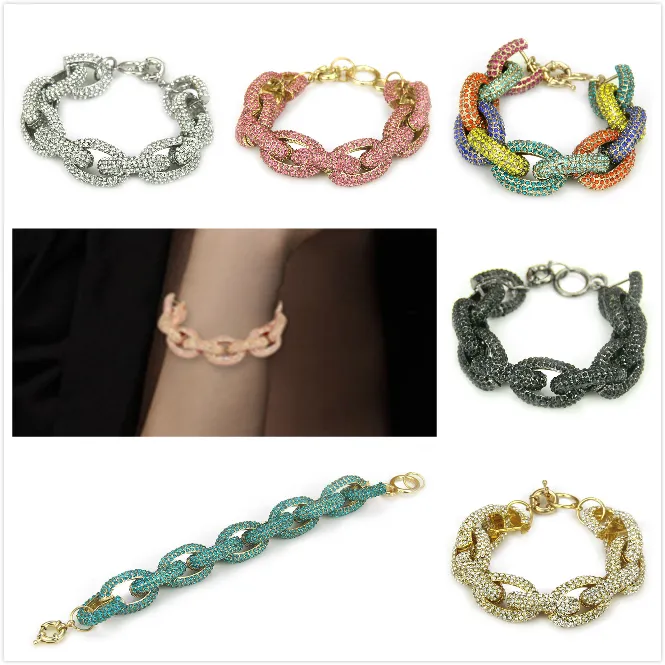 Women's Bling Cuban Link Chain Bracelet Gold Plated Jewellery_voghion.com