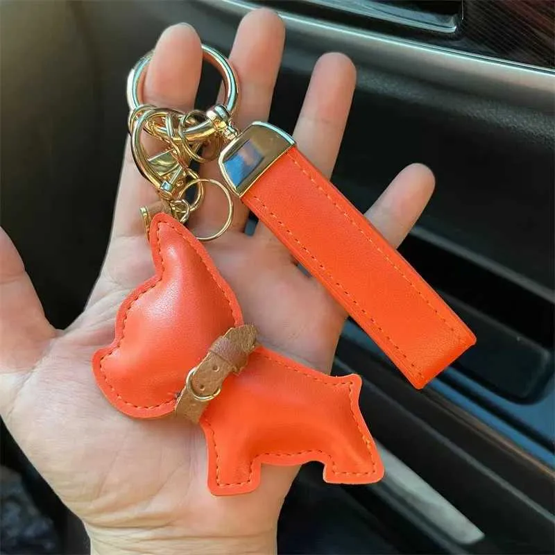 Porte-clés de voiture en cuir avec chiot bouledogue français, cadeau créatif, pendentif pour sac, décoration mignonne Y241121_voghion.com