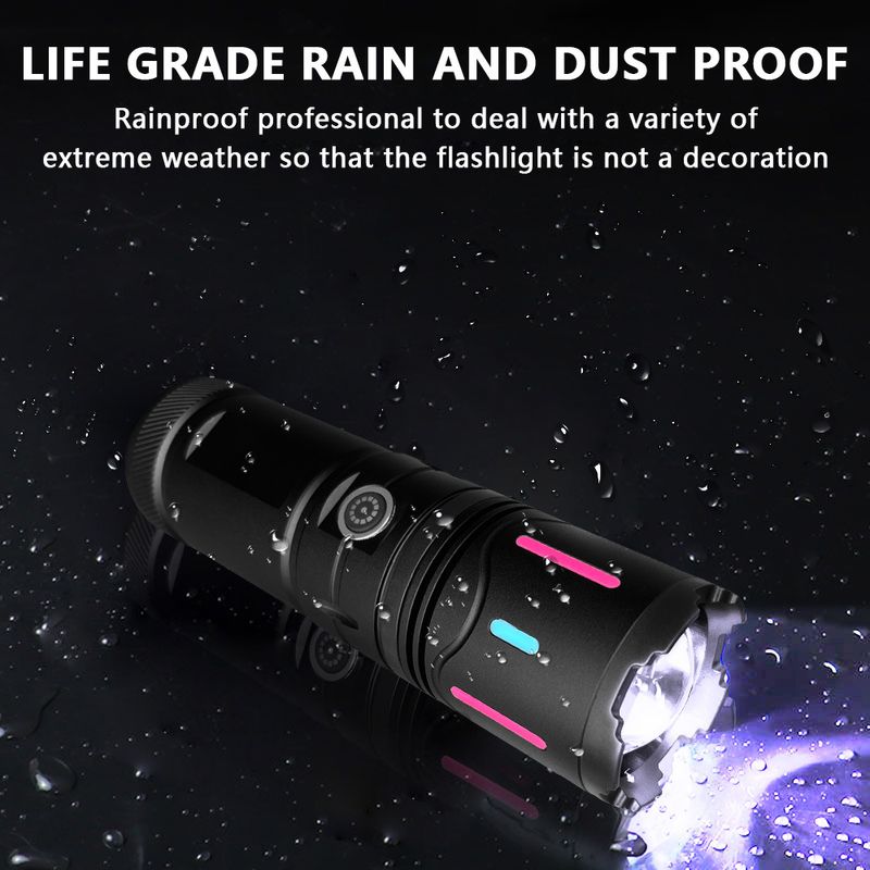 White laser light far-flung aluminum alloy fluorescent strip telescc zoom multi-function flashlight with long endurance_voghion.com