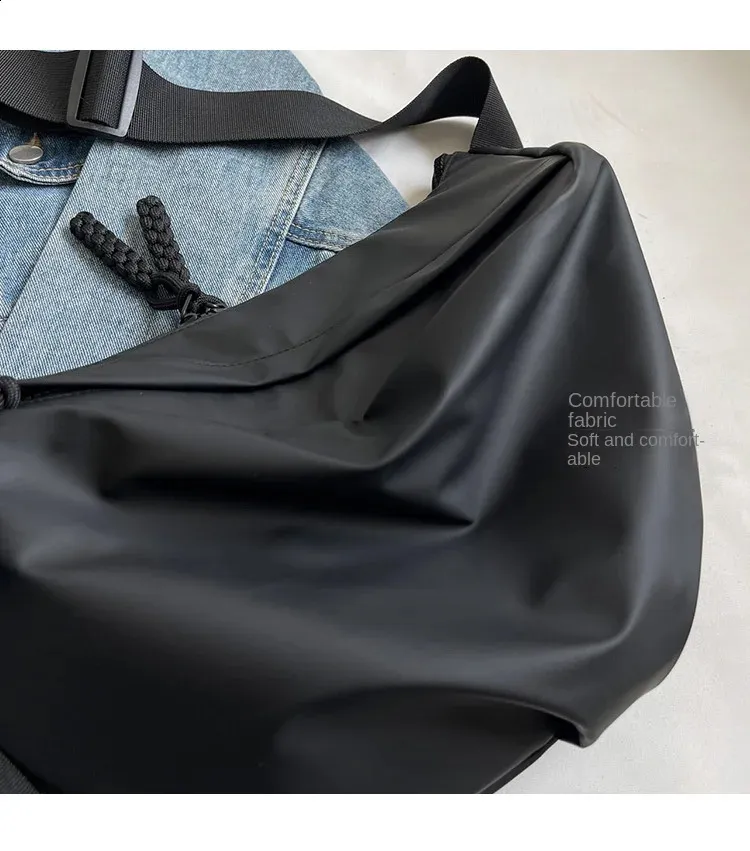 Borsa a tracolla in nylon alla moda, stile punk, tinta unita, grande capacità, multistrato, versatile, con arricciatura_voghion.com