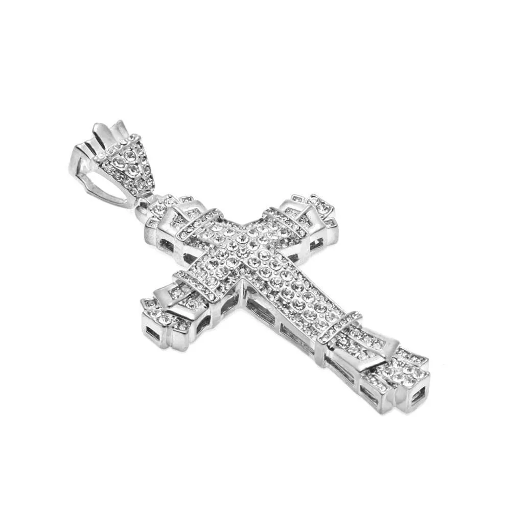 Diamant-Legierung Kreuz Anhänger Mode Herren Hip Hop Halskette Schmuck_voghion.com