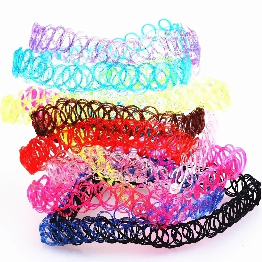 Chaînes Delysia King 12 Pièces/Ensemble Gothique Punk Élastique Creux Chocker Femmes Bijoux Fishline Tatouage Stretch Vintage_voghion.com
