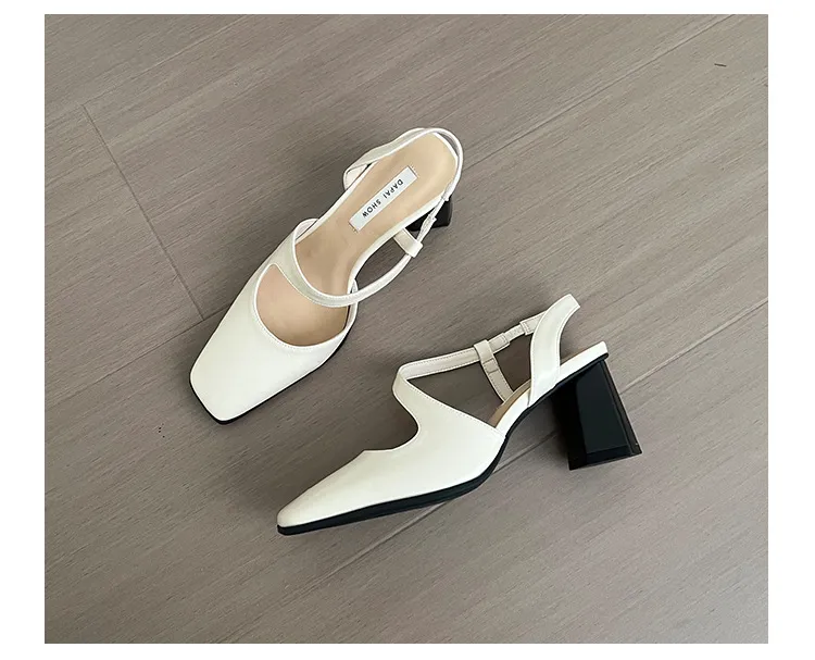 2024 Summer Thick Mary Jane Single Shoes Back Square Head Sandals Female Commuter One e Strap High Heels Free of Mail_voghion.com