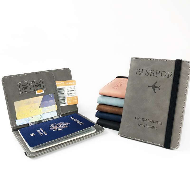 Farbwechselndes PU-Leder, handlich, mehrfarbig, mit Ärmel, Gepäckanhänger-Set, multifunktionale Reisepasstasche_voghion.com