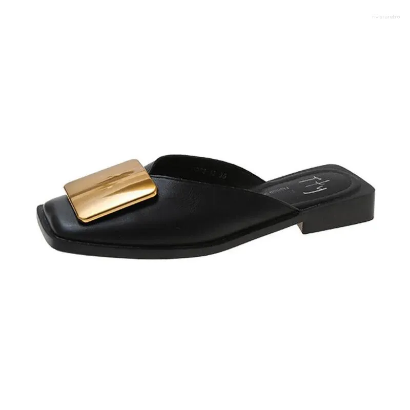 Sippers 2024 Designer Femei Moda Meta Bucke Mues Hees Pătrat Toe Shaow Pantofi Outdoor Side Female Casual_voghion.com