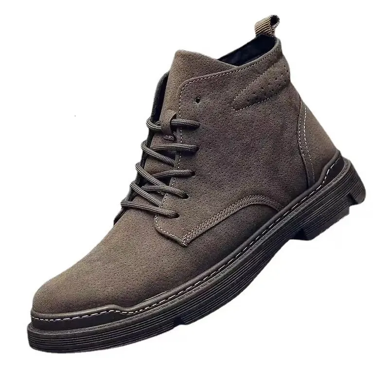 Men's New Casual Short British Style Canvas Mid Cut Workwear Boots, Men's Martin Boots_vogvips.com