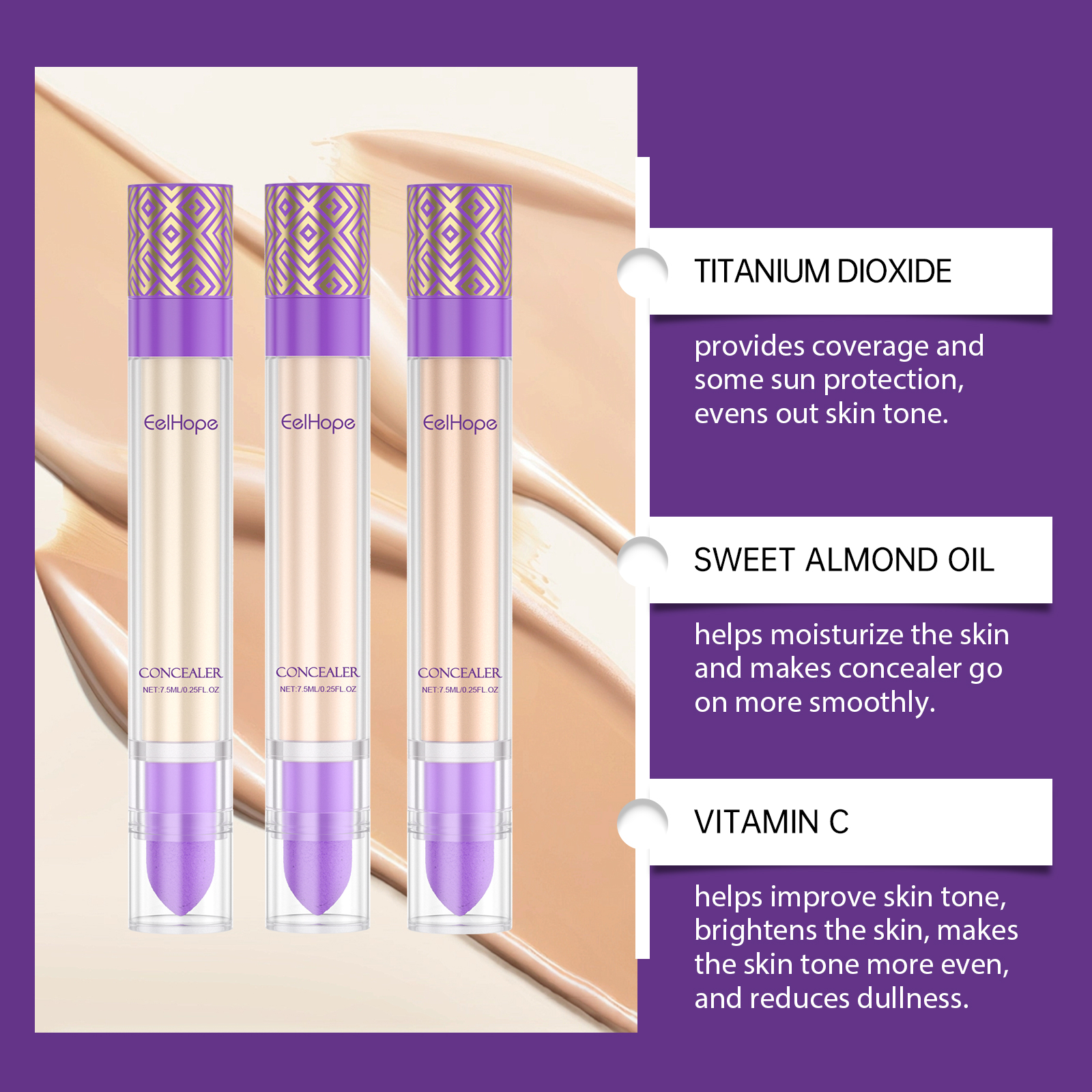 Eelhope Hydrating Blemish Proof Concealer Long Lasting Lightweight Breathable Even Skin Tone Multi Use Comfort Fit_voghion.com