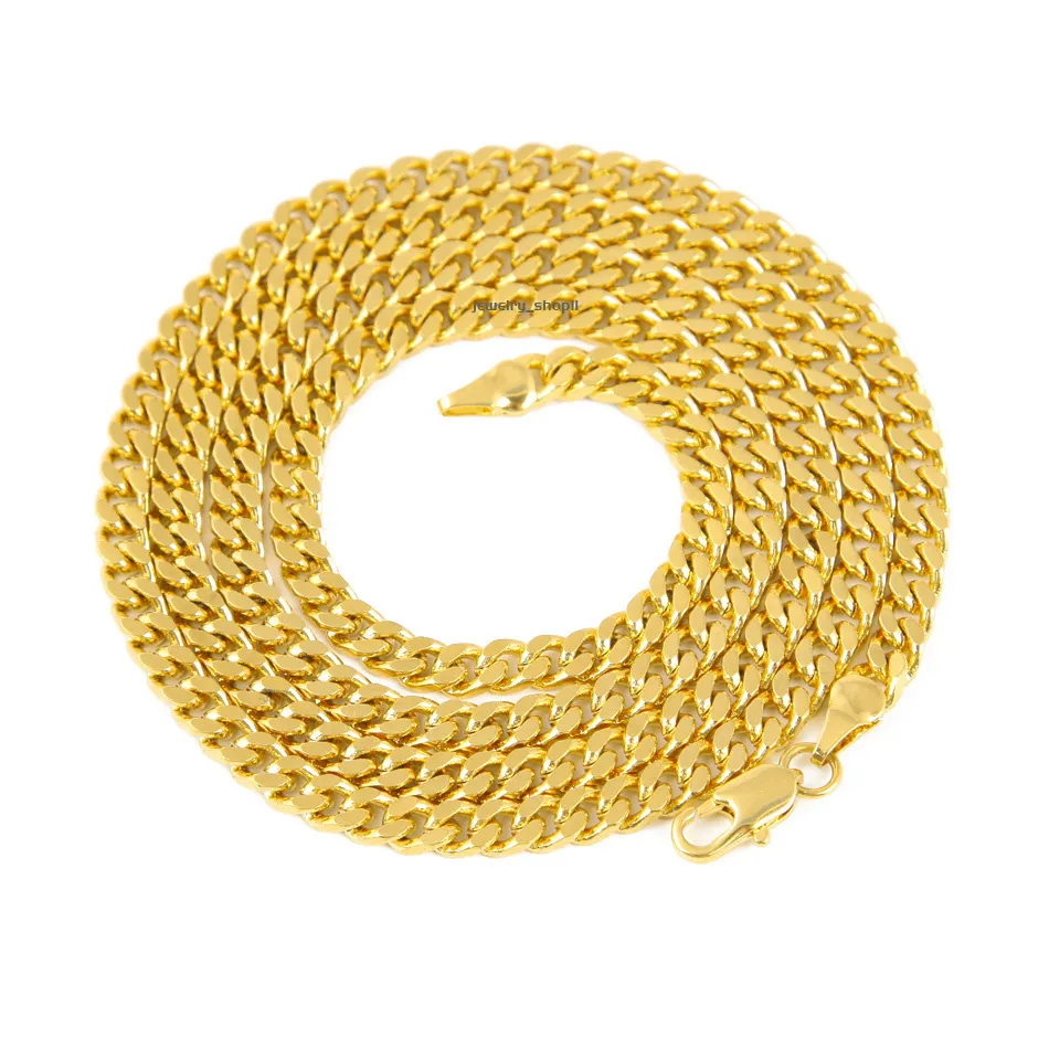 Collana Hip Hop cubana placcata Miami da uomo con ciondolo a catena in oro sterling, maglia cubana in argento_voghion.com