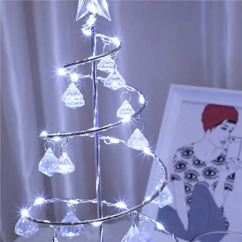 Kleine beleuchtete Weihnachtsbaum-Kristalldekorationslichter Mini Slim mit LED für Haushalts-Tischdekoration 241121_voghion.com