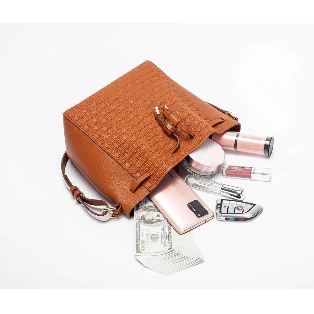 Pink Bucket Bag Large Capacity Shoulder Bag Fashion Handbag_voghion.com