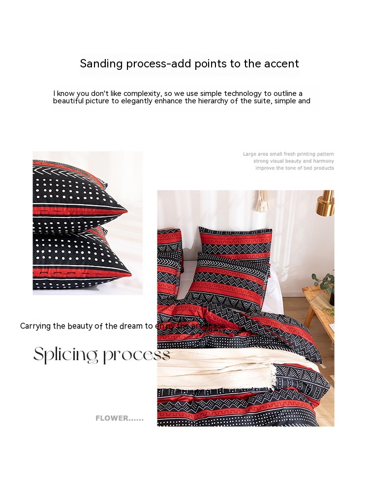 Ensemble de literie en textile de maison, housse de couette imprimée mate, taille de lit, trois pièces_voghion.com